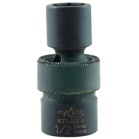 K-Tool International 3/8" Drive Impact Socket black oxide, Swivl Impct 6 pt., 3/8" Drive, 1/2 KTI-32516